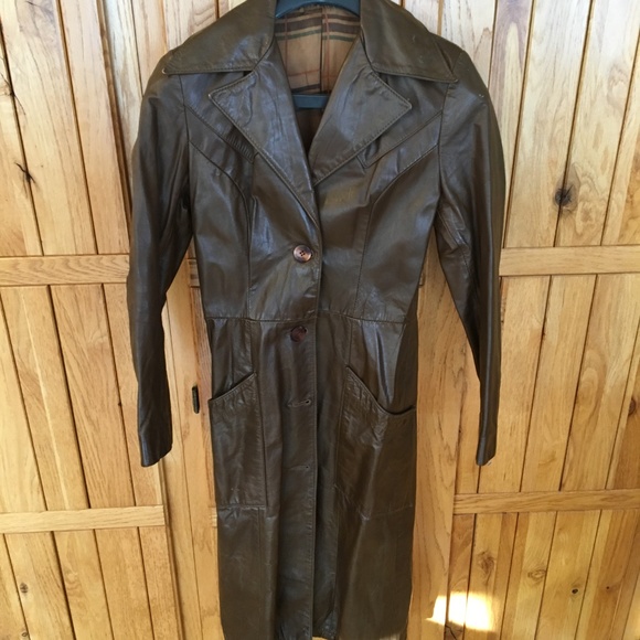 Vintage 1970s Leather Trenchcoat by Jo o Kay - Picture 5 of 8